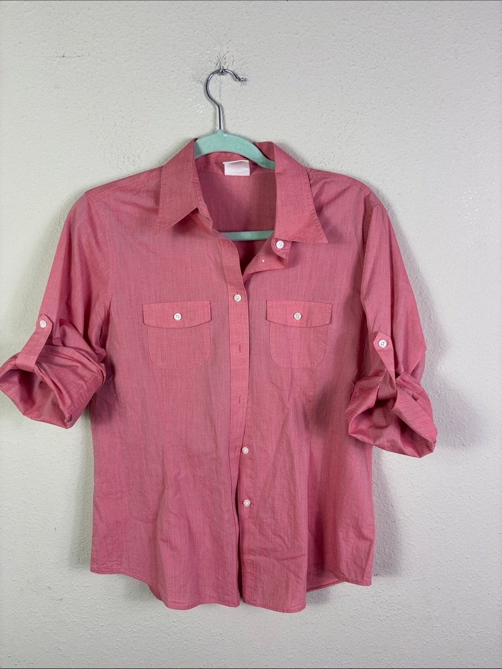 Brooks Brothers Tailored Fit Roll Up Long Sleeves Button Down Shirt Red size 12